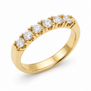 Anel Meia Aliança de Brilhantes Ouro Amarelo 18K