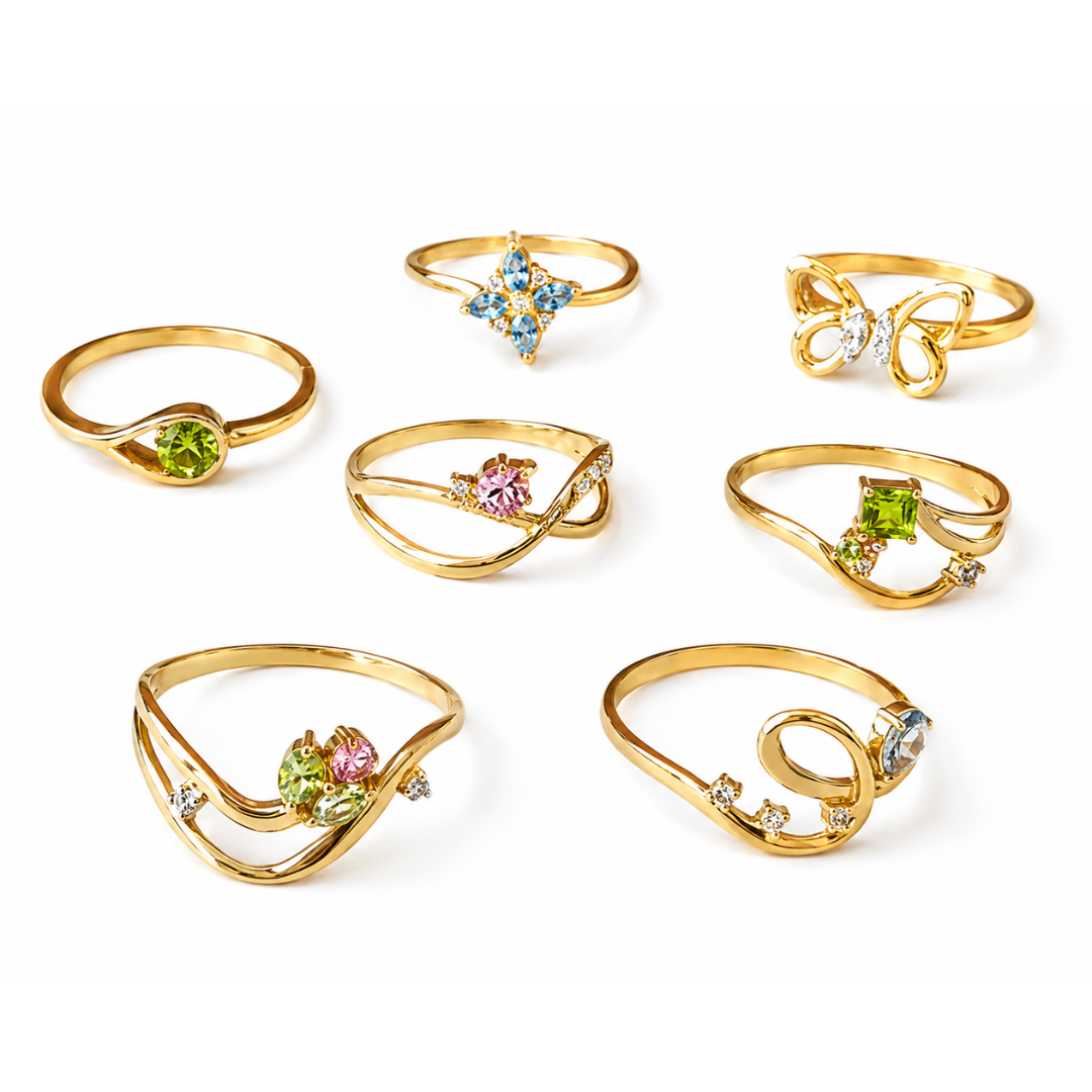 Anéis em Ouro 18K com Pedras Naturais | Diversos Modelos