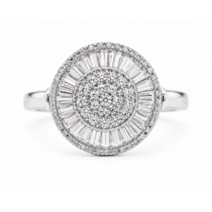 Anel Pizza com Zircônias em Ouro Branco 18K